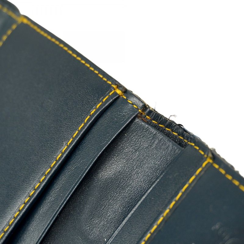 Christian Dior Trifold Wallet Trotter Saddle Canvas Navy Gold Hardware Women's