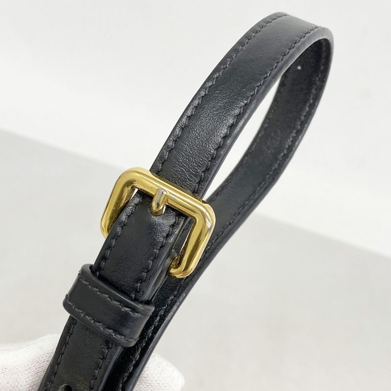 Prada Shoulder Bag Saffiano Leather Beige Black Gold Hardware Women's