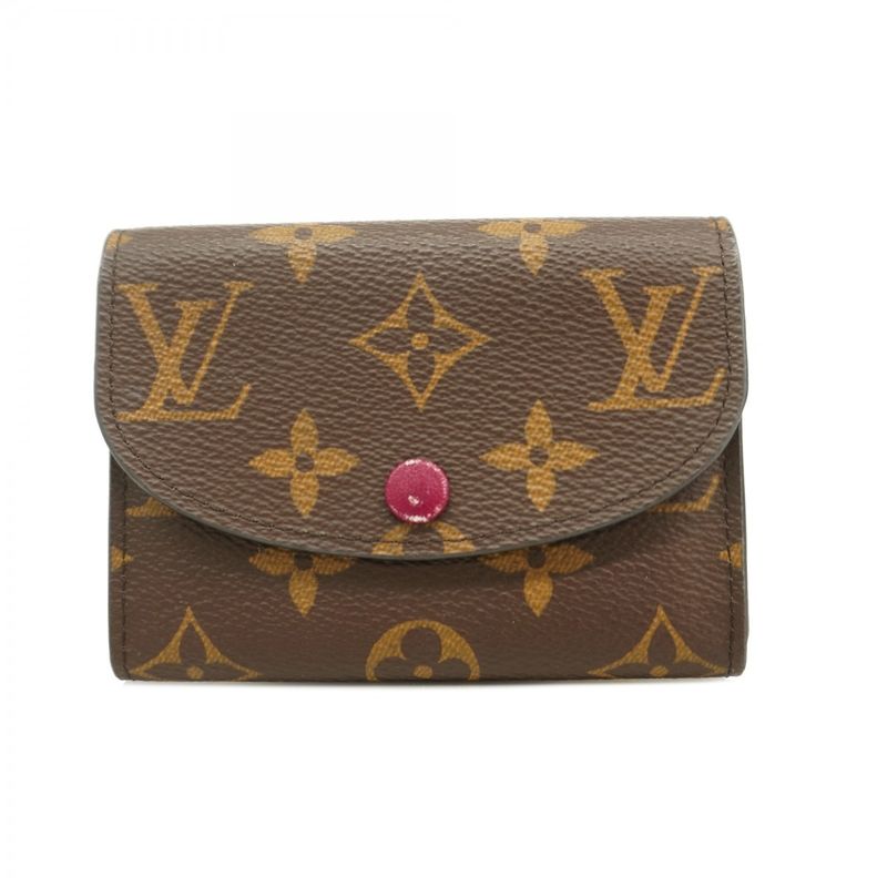 Louis Vuitton Coin Case Monogram Portomone Rosali M41939 Brown Fuchsia Ladies