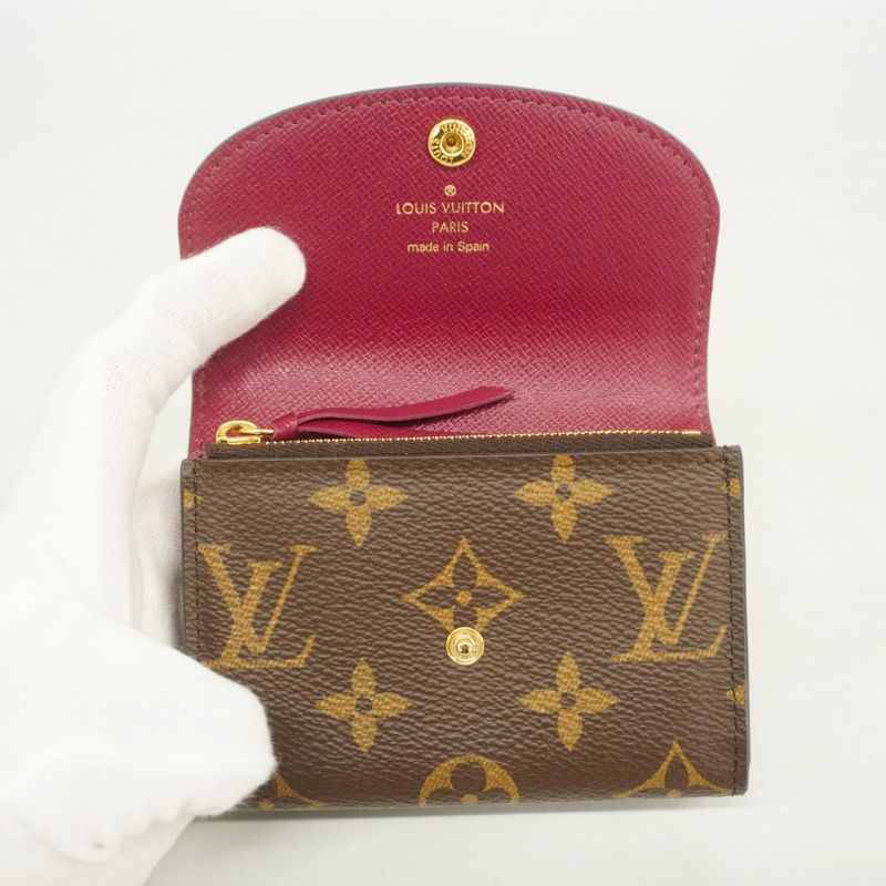 Louis Vuitton Coin Case Monogram Portomone Rosali M41939 Brown Fuchsia Ladies