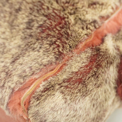 Chanel Tote Bag Lapin Fur Beige Bordeaux Silver Hardware Ladies