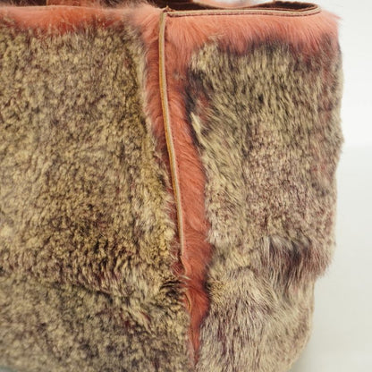 Chanel Tote Bag Lapin Fur Beige Bordeaux Silver Hardware Ladies