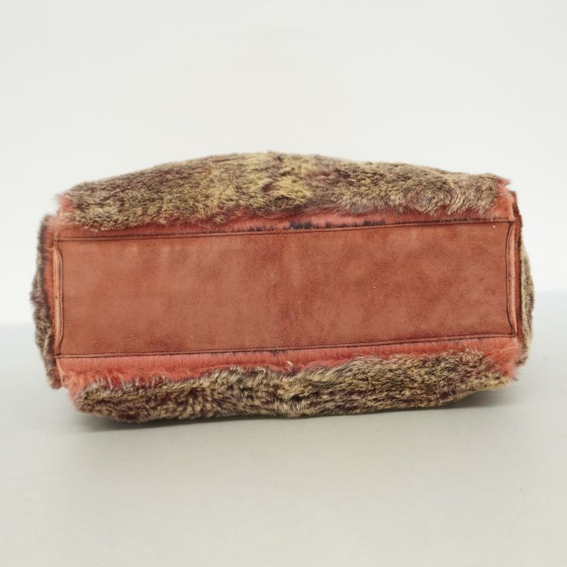 Chanel Tote Bag Lapin Fur Beige Bordeaux Silver Hardware Ladies