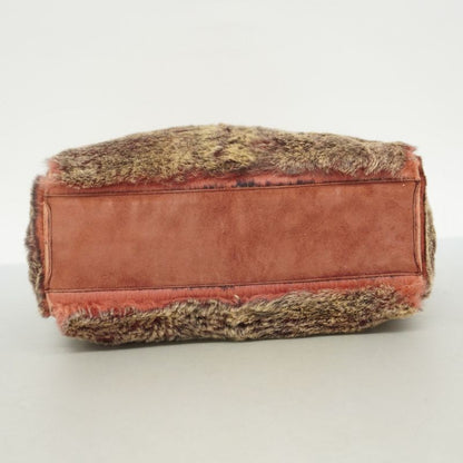 Chanel Tote Bag Lapin Fur Beige Bordeaux Silver Hardware Ladies