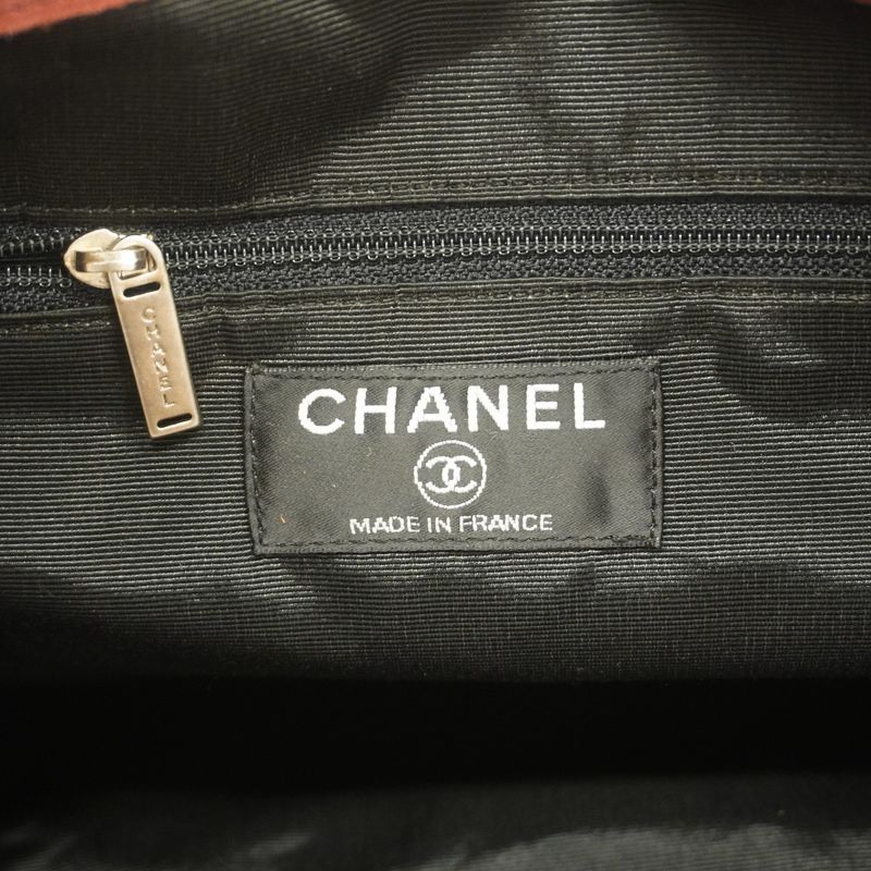 Chanel Tote Bag Lapin Fur Beige Bordeaux Silver Hardware Ladies