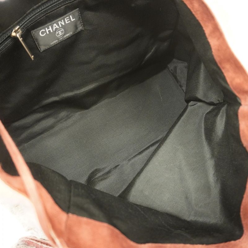 Chanel Tote Bag Lapin Fur Beige Bordeaux Silver Hardware Ladies