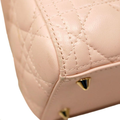 Christian Dior Handbag Cannage Lady Dior Leather Pink Gold Hardware 2way Bag
