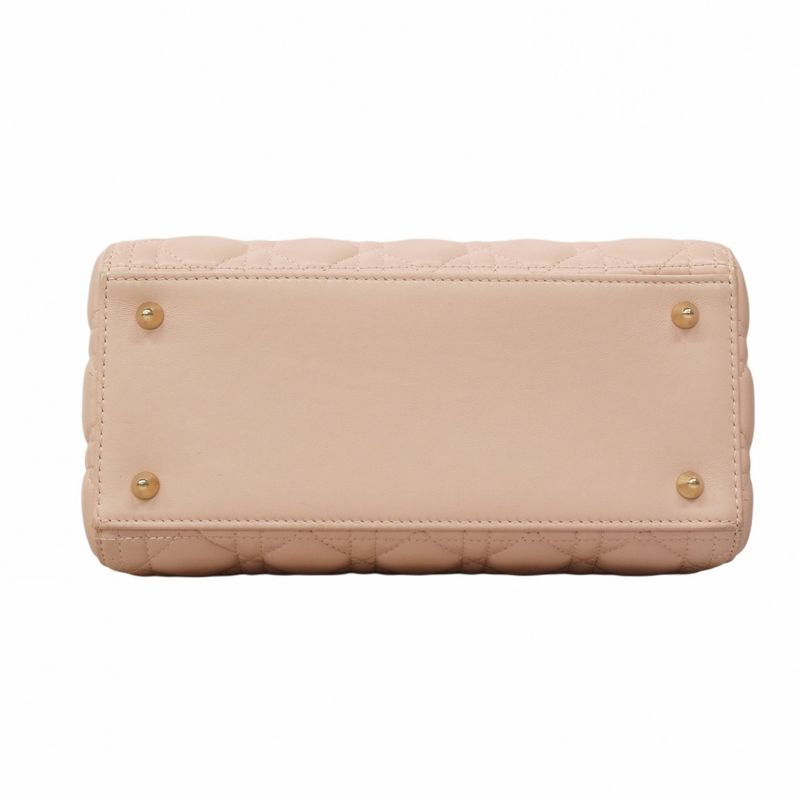 Christian Dior Handbag Cannage Lady Dior Leather Pink Gold Hardware 2way Bag