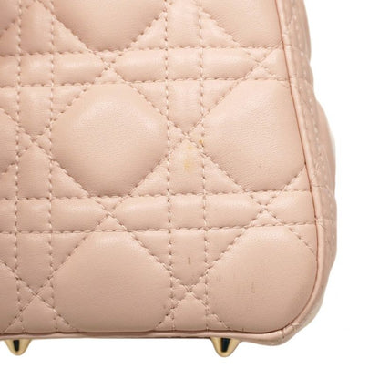Christian Dior Handbag Cannage Lady Dior Leather Pink Gold Hardware 2way Bag