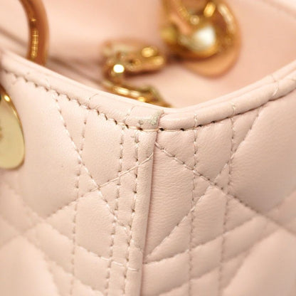Christian Dior Handbag Cannage Lady Dior Leather Pink Gold Hardware 2way Bag