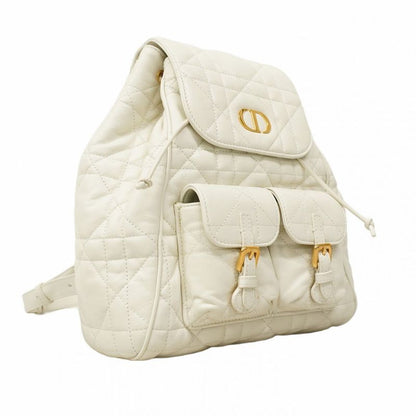 Christian Dior Backpack/daypack Macro Cannage Caro Leather White Gold Hardware
