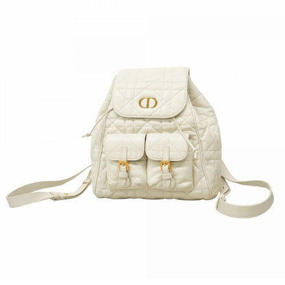 Christian Dior Backpack/daypack Macro Cannage Caro Leather White Gold Hardware