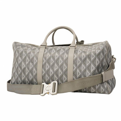 Christian Dior Boston Bag CD Diamond PVC Gray Silver Hardware Men's