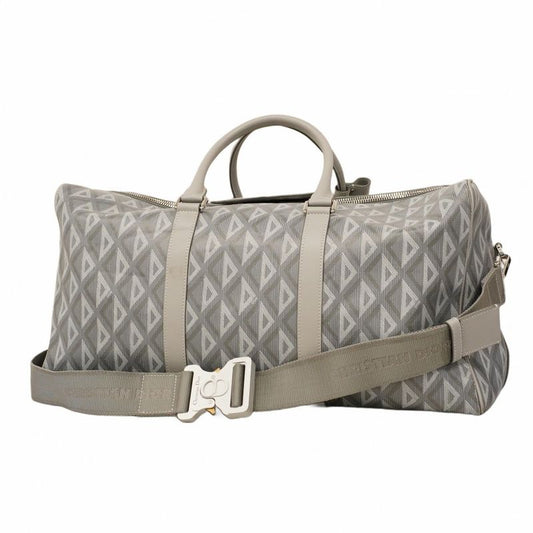 Christian Dior Boston Bag CD Diamond PVC Gray Silver Hardware Men's