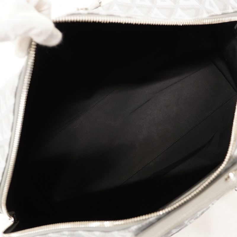 Christian Dior Boston Bag CD Diamond PVC Gray Silver Hardware Men's