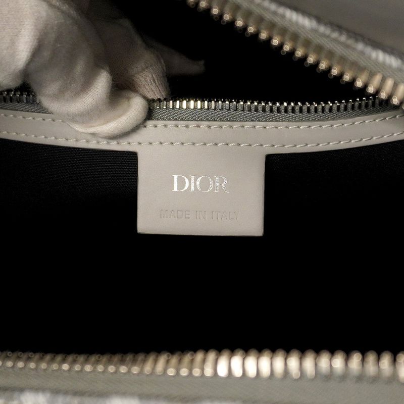 Christian Dior Boston Bag CD Diamond PVC Gray Silver Hardware Men's