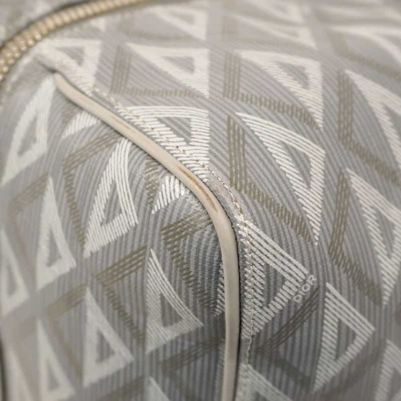 Christian Dior Boston Bag CD Diamond PVC Gray Silver Hardware Men's