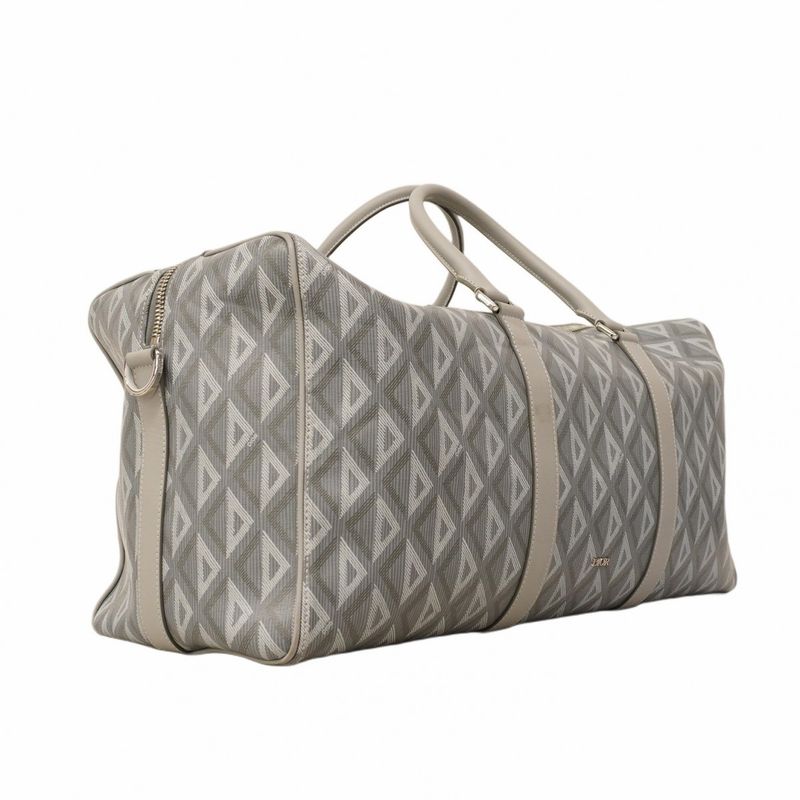 Christian Dior Boston Bag CD Diamond PVC Gray Silver Hardware Men's