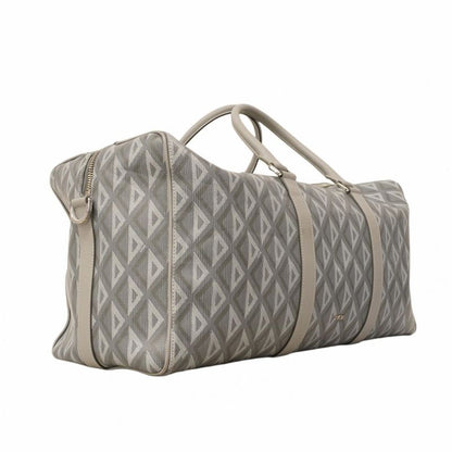 Christian Dior Boston Bag CD Diamond PVC Gray Silver Hardware Men's