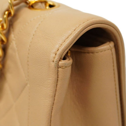 Chanel Shoulder Bag Matelasse Lambskin Beige Gold Hardware Women's