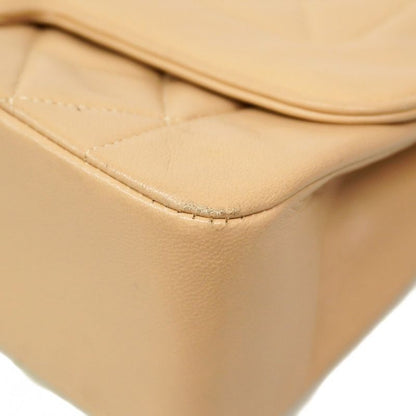 Chanel Shoulder Bag Matelasse Lambskin Beige Gold Hardware Women's