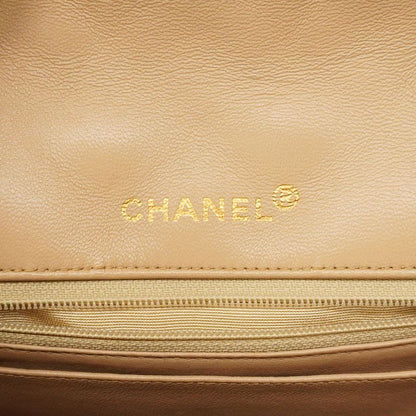 Chanel Shoulder Bag Matelasse Lambskin Beige Gold Hardware Women's