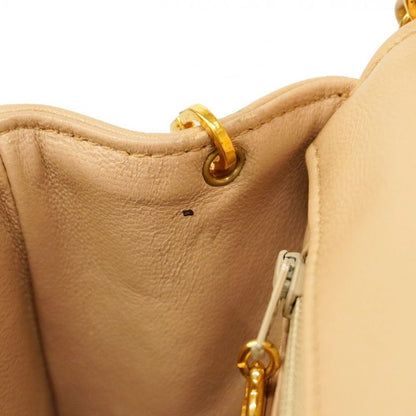 Chanel Shoulder Bag Matelasse Lambskin Beige Gold Hardware Women's
