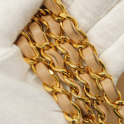 Chanel Shoulder Bag Matelasse Lambskin Beige Gold Hardware Women's