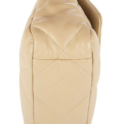 Chanel19 Flap Beige Frill Calfskin Leather