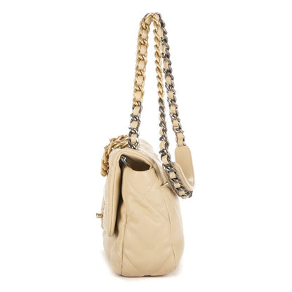 Chanel19 Flap Beige Frill Calfskin Leather