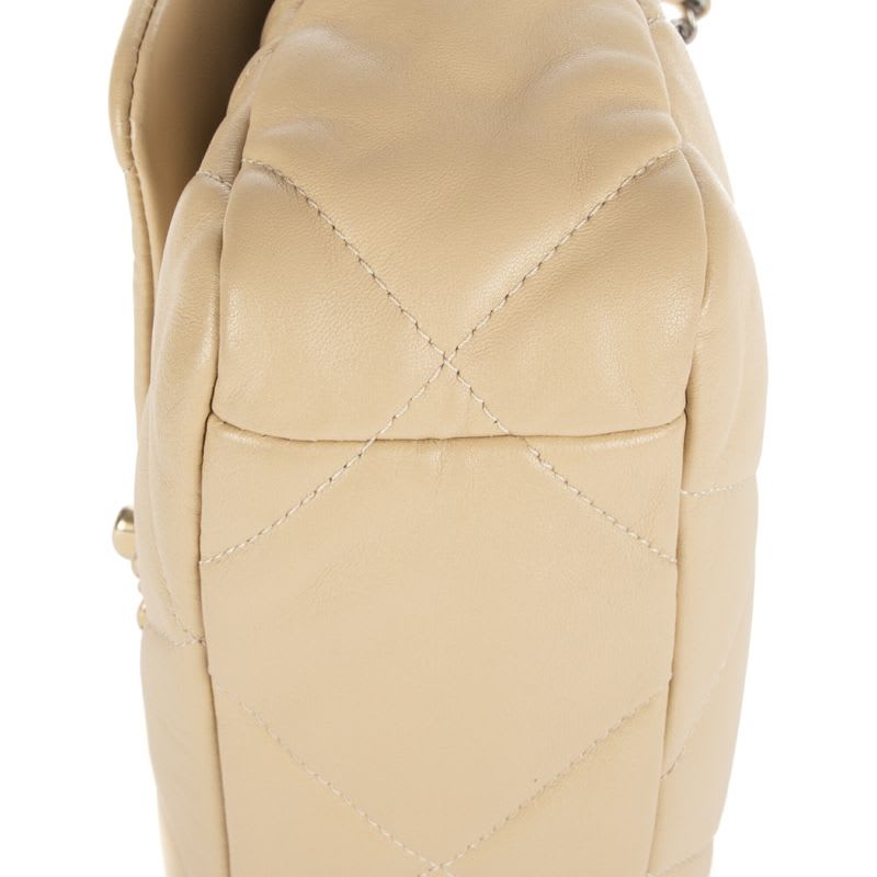 Chanel19 Flap Beige Frill Calfskin Leather