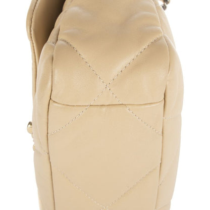 Chanel19 Flap Beige Frill Calfskin Leather