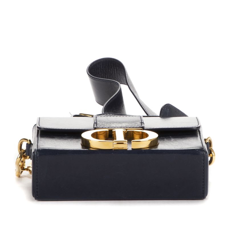 Dior Montaigne Small Box Navy Calfskin Leather