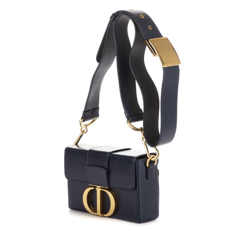 Dior Montaigne Small Box Navy Calfskin Leather
