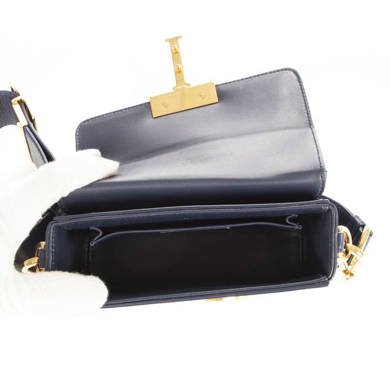 Dior Montaigne Small Box Navy Calfskin Leather