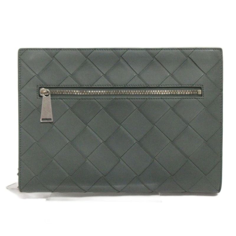 Bottega Veneta Intrecciato Second Bag Clutch Leather Braided 629134 Blue Bag Aa