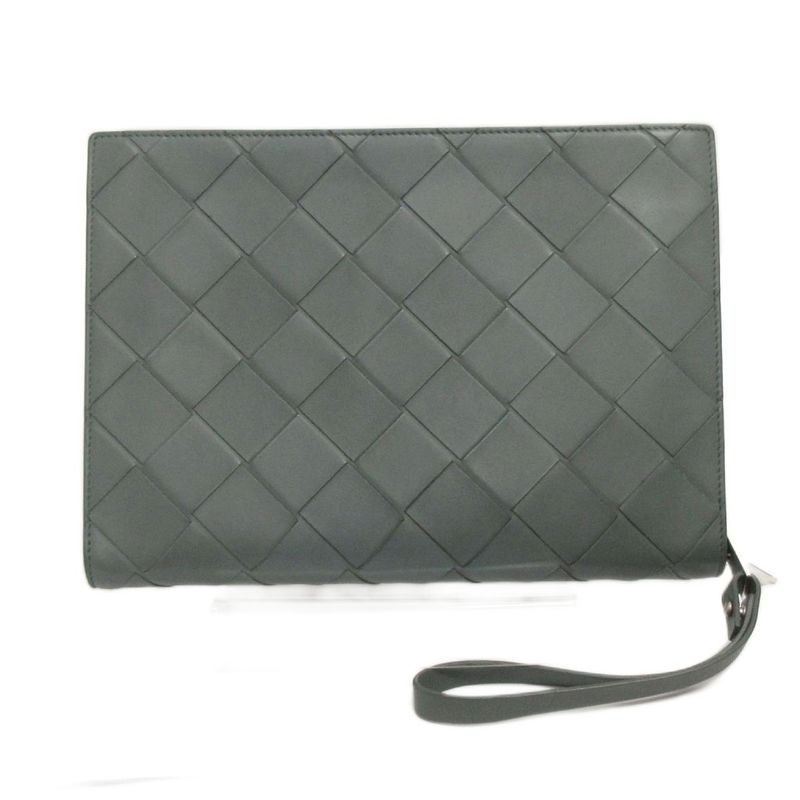 Bottega Veneta Intrecciato Second Bag Clutch Leather Braided 629134 Blue Bag Aa