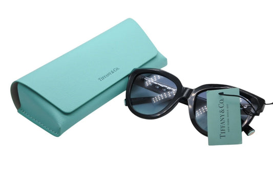 Tiffany & Co Chain Temple Sunglasses Black Blue Gold HardWear 19 Eyewear