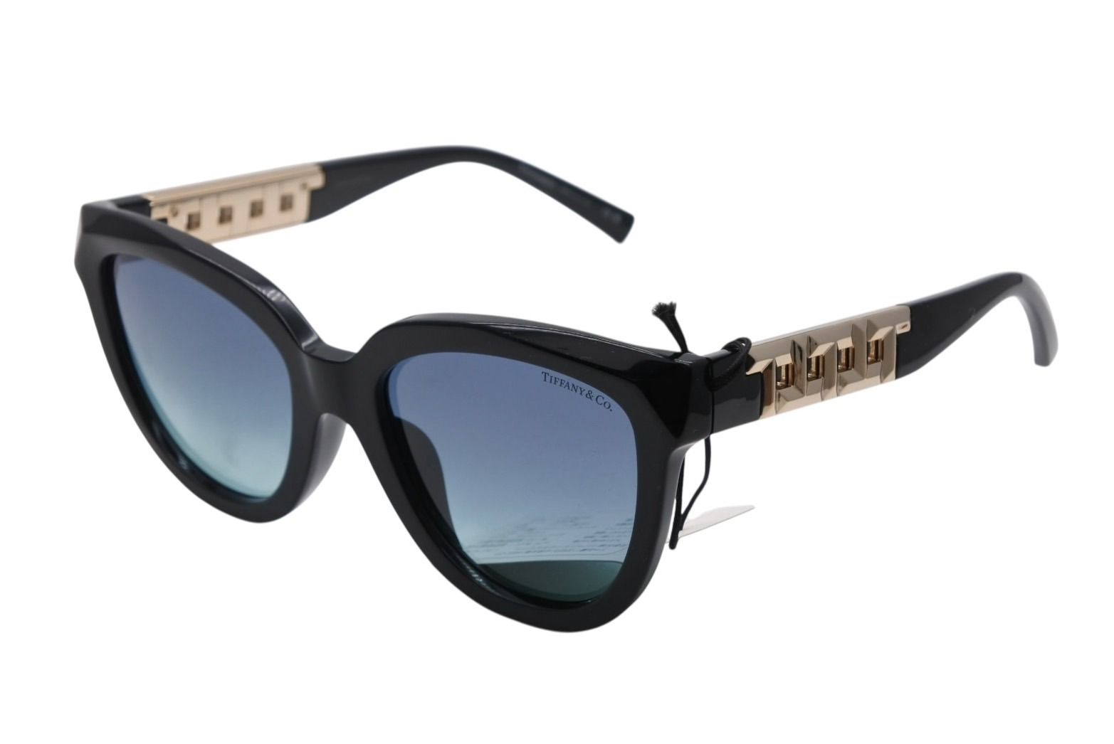 Tiffany & Co Chain Temple Sunglasses Black Blue Gold HardWear 19 Eyewear — view 3