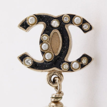 Chanel Coco Mark Gold Plated X Fake Pearl 07a Women's 9.3g Earrings