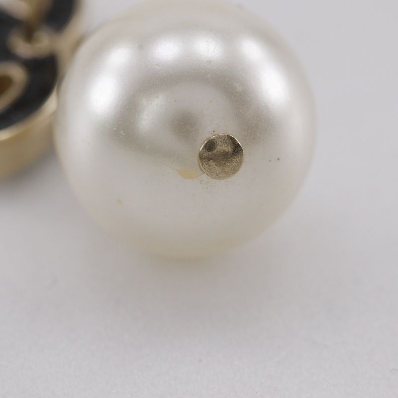 Chanel Coco Mark Gold Plated X Fake Pearl 07a Women's 9.3g Earrings