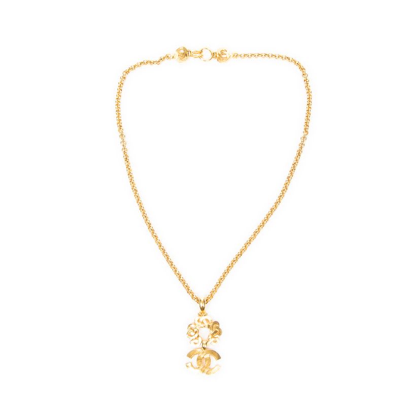 Chanelcoco Mark Pendant Chain Necklace Gold Plated