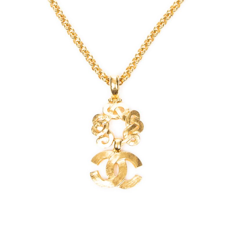 Chanelcoco Mark Pendant Chain Necklace Gold Plated