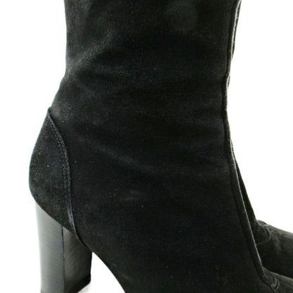 Chanel Suede Side Zip Middle Boots High Heels 36 23cm (9.06in) Black 1205
