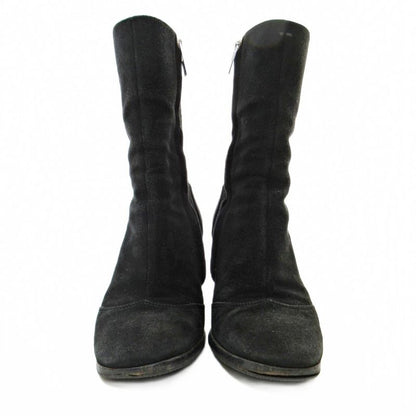 Chanel Suede Side Zip Middle Boots High Heels 36 23cm (9.06in) Black 1205