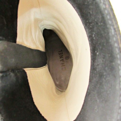 Chanel Suede Side Zip Middle Boots High Heels 36 23cm (9.06in) Black 1205