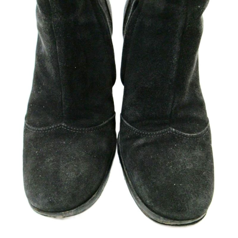 Chanel Suede Side Zip Middle Boots High Heels 36 23cm (9.06in) Black 1205