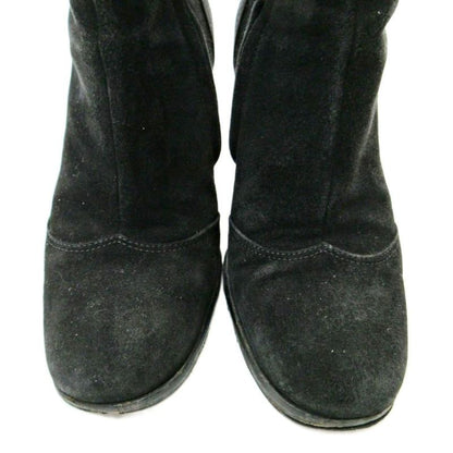 Chanel Suede Side Zip Middle Boots High Heels 36 23cm (9.06in) Black 1205