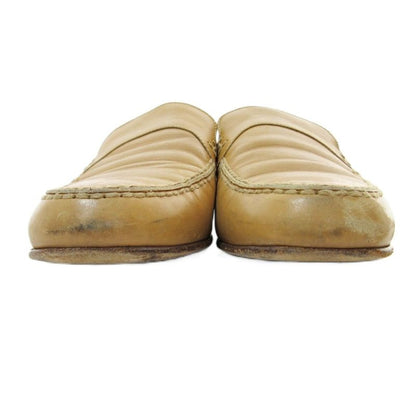 Hermes H Logo Stitch All Leather Loafers 37 23.5cm (9.25in) Beige 1205 • Mnk3