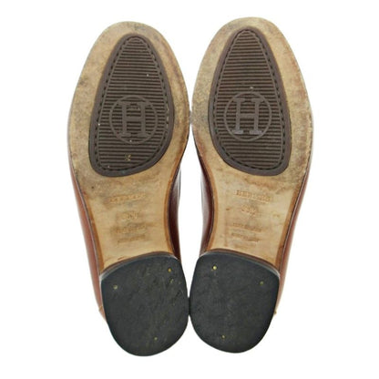 Hermes H Logo Loafer All Leather 36.5 23.5cm (9.25in) Brown 1205 • Mnk3